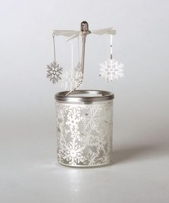 Glas Karussell Windlicht Schneeflocke Teelicht | weihnachtlich Dekorieren