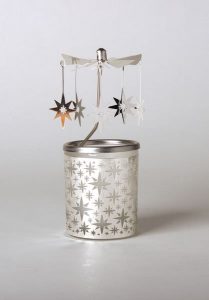 Weihnachtliches Windlicht Mit Schneeflocken Karussell - Teelicht Dekoration