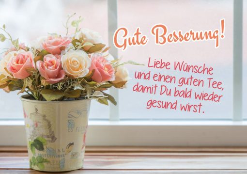 Teekarte Gute Besserung Liebe Wünsche |Tee-Postkarte gefüllt mit 20 Gramm erstklassigem Rooibostee der Sorte „Garten der Sinne“.