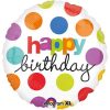 Folienballon Happy Birthday Punkte | ungefüllt/Helium gefüllt | Geburtstag