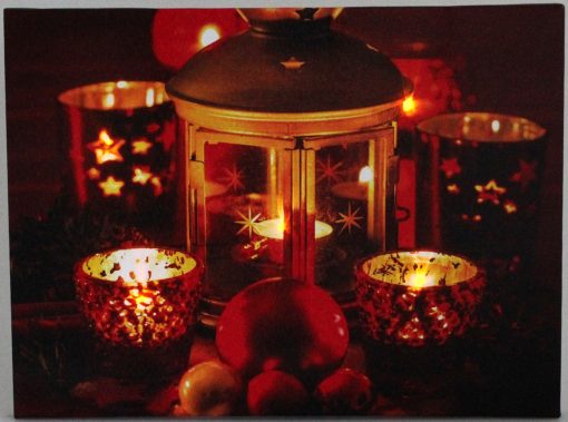 LED Weihnachtsbild Laterne & Teelichter mit 5 Leds Weihnachten Winter