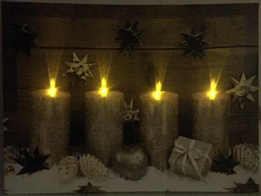 LED Weihnachtsbild Advent mit 4 Lichtern goldfarben |Weihnachten Winter