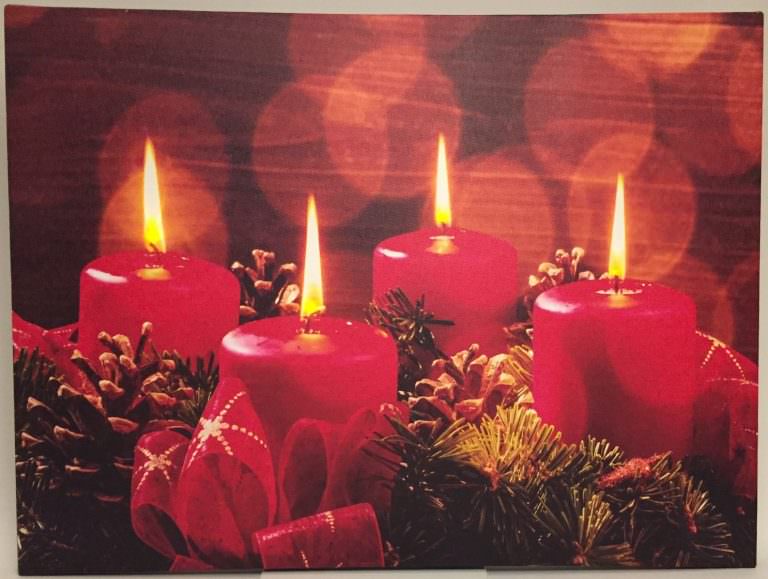 LED Weihnachtsbild Adventskranz mit 4 Lichtern