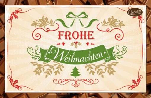 Schokokarte Frohe Weihnachten | Trinkschokolade als Postkarte versenden