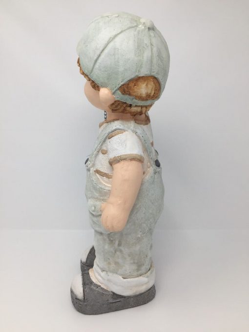 Deko Sommerkind Junge mit Laterne, Gartenfigur aus Magnesia, Dekofigur 35cm hoch
