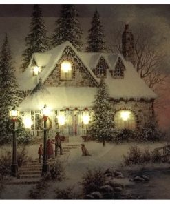 LED Bild Weihnachten Winterdorf mit 8 Lichtern Beleuchtung