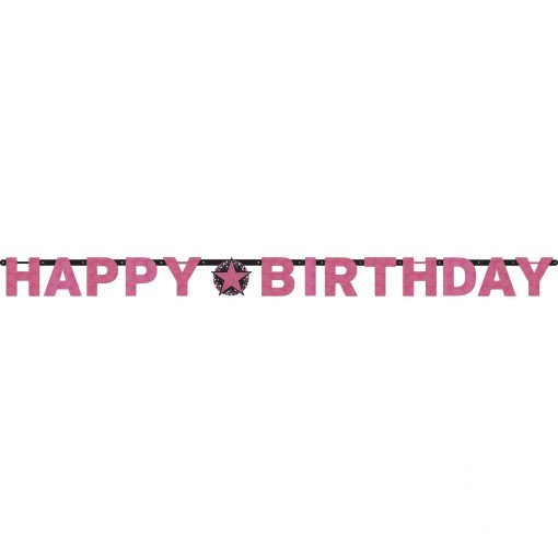 Buchstabenkette Happy Birthday schwarz pink funkelnd Geburtstagsdeko party deko geburtstagsdeko geburtstag amscan 0013051665753