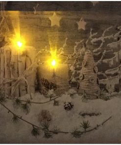 LED Bild Weihnachten Winterwelt mit 2 flackernden LED´s