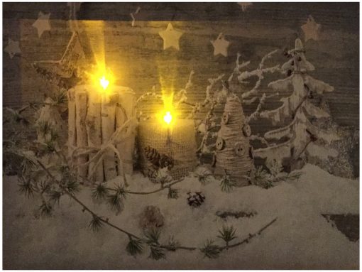 LED Bild Weihnachten Winterwelt mit 2 flackernden LED´s