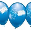 Schuljunge Schuleinführung Luftballon 6er Set mit 28-30 cm Ballondurchmesser in kräftigem Blau zur Schuleinführung, auch für Helium geeignet.
