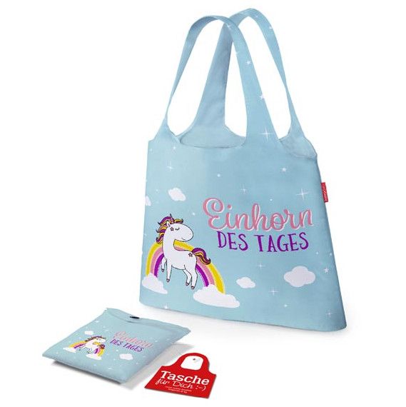 Tasche Einhorn des Tages ist ideal für Einkäufe / Shoppingtour. Zusammengefaltet schnell verstaut & beim Shopping ein echter Hingucker | LaVida