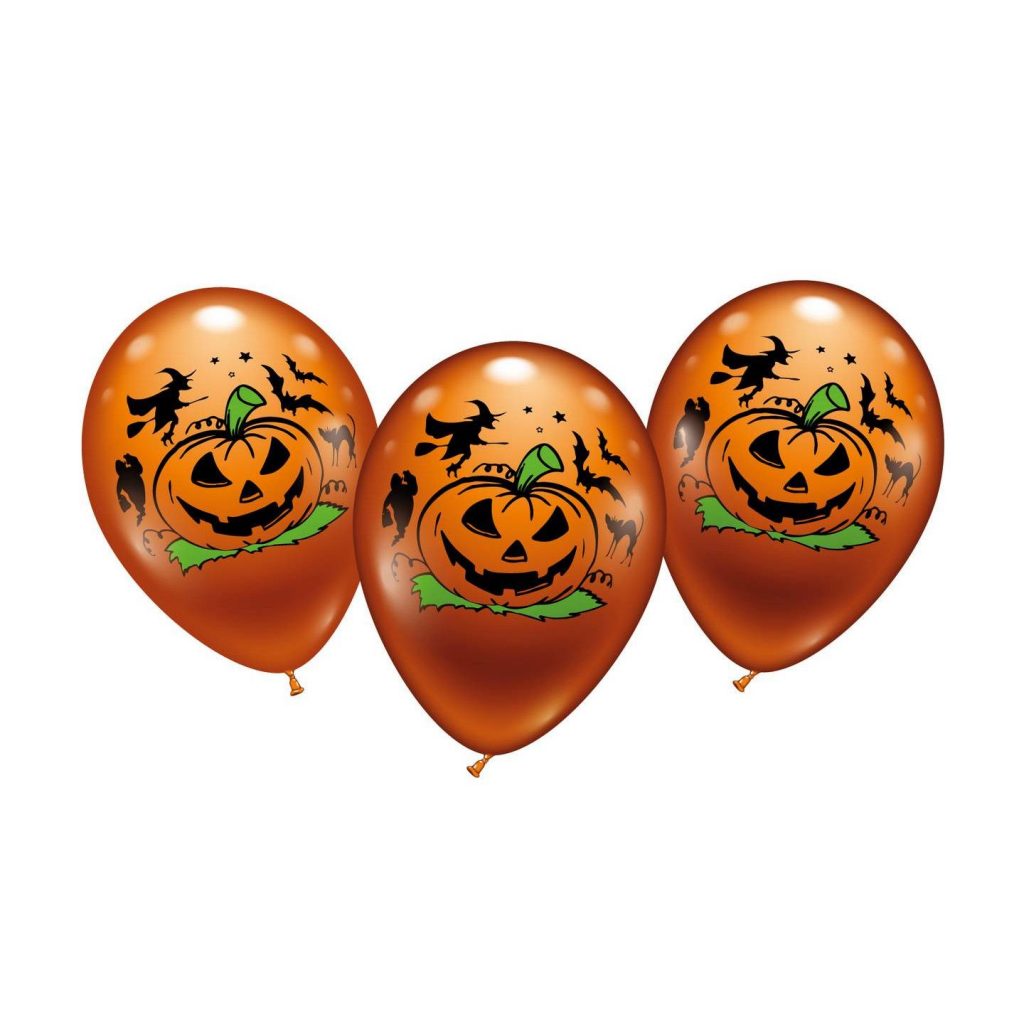 Halloween Deko Luftballon 6er Set Helium geeignet - perfekt für die nächste Halloweenparty. Jeder Ballon mit Grusel-Kürbis & typischen Halloweenmotiven.