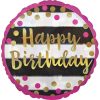 Folienballon Happy Birthday Pink Gold Meilenstein Konfetti Party