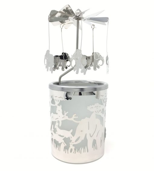 Glas Karussell Windlicht Elefant Teelicht | Teelichtpyramide weihnachtliche Deko