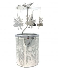 Glas Karussell Windlicht Biene - Filigran ausgearbeite Bienen an diesem tollen Windlicht Glaskarussell Biene mit Manschetten-Motiv Blumenwiese.