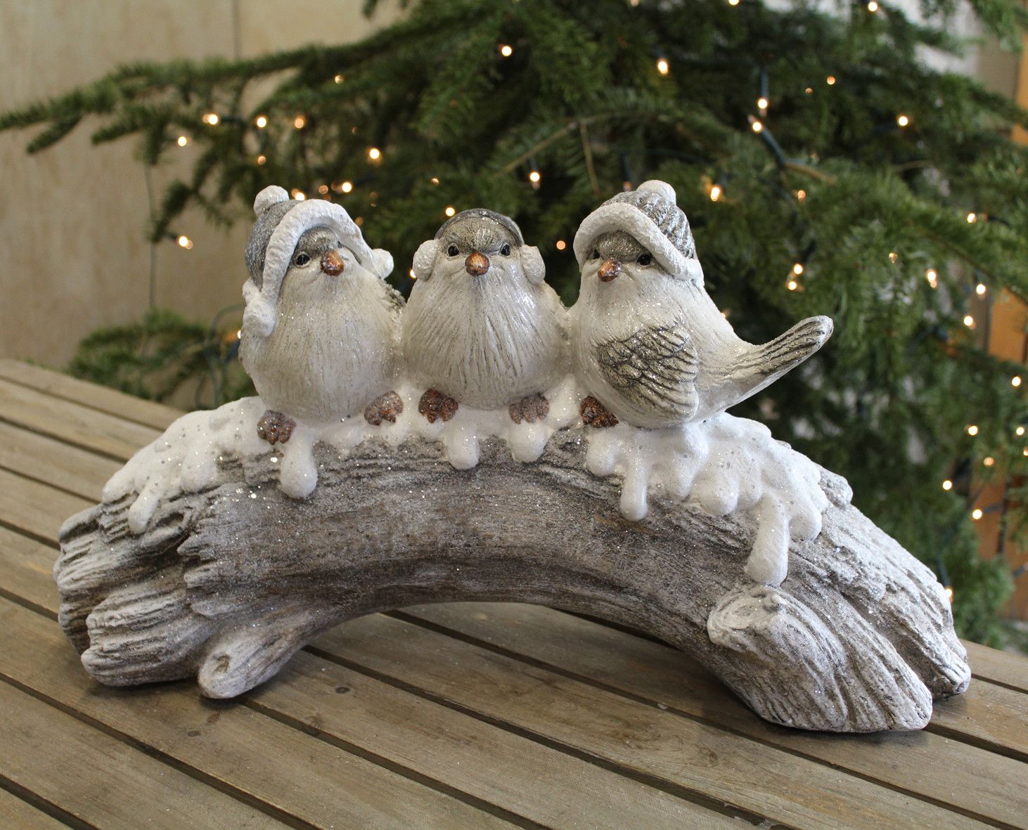 Baumstamm mit 3 Vögeln winterlich weihnachtlich %