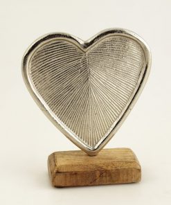 Aluminium Herz auf Holzsockel Hochzeitsdeko ❤️ 10 x 5 x 12 cm