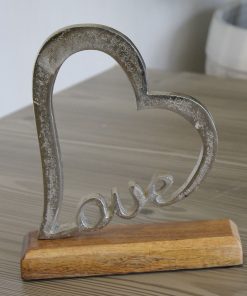 Aluminium Herz Love auf Holzsockel Hochzeitsdeko Aufsteller 💕 18 x 5 x 20 cm