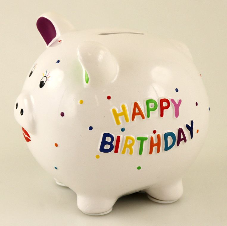 Spardose Geburtstag Happy Birthday Sparschwein 20 cm,Money Box Bank 